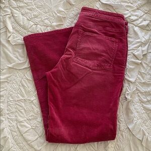 Anthropologie Pilcro Mid-Rise Slim Boyfriend Corduroy Pants in Raspberry Size 28